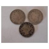 1897, 1908, 1911 V Nickels