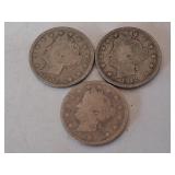 1889, 1907, 1912 V Nickels