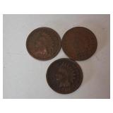 Indian Head Pennies x 3 1900, 1902, 1896