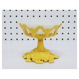 Robert Emig Cast Iron Oil Lamp w/milk glass dish