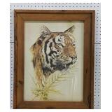Signed and Framed Vintaeg Tiger Wall Art