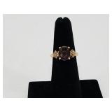 Oval Cut Amethyst Ring Gold Tone