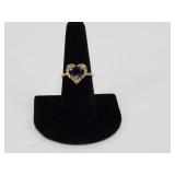 Heart Shaped Amethyst and Diamond Ring-Gold