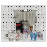 Hard Rock Cafe Stainless Ice Bucket w/Shot Glasses