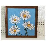 Hand Made Vintage Framed daisy Cross Stitch