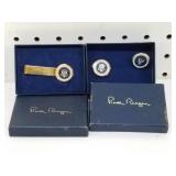 Vintage Ronald Regan Tie Bar and Cuff Link Set