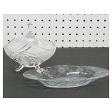 Leaded Crystal Candy Dish and Etched Glass Relish