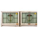PAIR OF CONTINENTAL STAINED GLASS PANELS