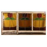 PAIR OF CONTINENTAL ART NOUVEAU STAINED GLASS PANE