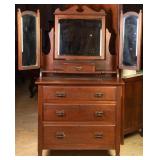 ENGLISH WALNUT TRIPLE MIRROR VANITY