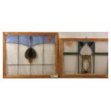 TWO ANTIQUE CONTINENTAL STAINED GLASS PANELS