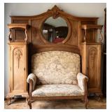 19TH. C. FRENCH WALNUT MIRRORED PARLOR SURROUND