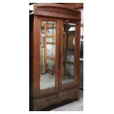 FRENCH OAK MIRRORED ARMOIRE
