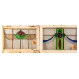 TWO FRENCH ART NOUVEAU STAINED GLASS PANELS