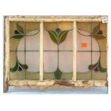 FRENCH ART NOUVEAU STAINED GLASS PANEL
