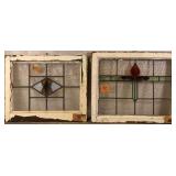 TWO ANTIQUE CONTINENTAL STAINED GLASS PANELS