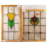 TWO CONTINENTAL STAINED GLASS PANELS