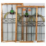 SET OF THREE CONTINENTAL STAINED GLASS PANELS
