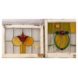 TWO ANTIQUE CONTINENTAL STAINED GLASS PANELS