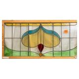 FRENCH ART NOUVEAU STAINED GLASS PANEL