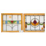 TWO FRENCH STAINED GLASS PANELS