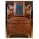 ENGLISH WALNUT MIRRORED VANITY