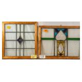 TWO CONTINENTAL STAINED GLASS PANELS