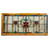 FRENCH ART NOUVEAU STAINED GLASS PANEL