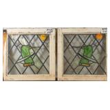 PAIR OF FRENCH STAINED GLASS PANELS