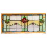 FRENCH ART NOUVEAU JEWELED STAINED GLASS PANEL
