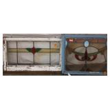 TWO ANTIQUE CONTINENTAL STAINED GLASS PANELS