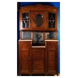 FRENCH OAK MARBLE TOP VITRINE VALET