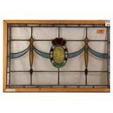 ANTIQUE CONTINENTAL STAINED GLASS PANEL