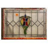 ANTIQUE CONTINENTAL STAINED GLASS PANEL