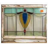 FRENCH ART NOUVEAU STAINED GLASS PANEL