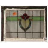 FRENCH ART NOUVEAU STAINED GLASS PANEL
