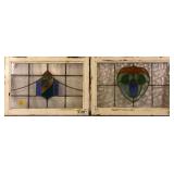 TWO ANTIQUE CONTINENTAL STAINED GLASS PANELS