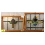 TWO ENGLISH ART NOUVEAU STAINED GLASS PANELS