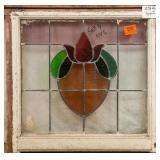 FRENCH ART NOUVEAU TRIPLE STAINED GLASS PANEL