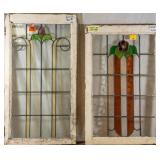 TWO CONTINENTAL STAINED GLASS PANELS