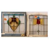 TWO FRENCH ART NOUVEAU STAINED GLASS PANELS