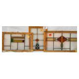 THREE FRENCH STAINED GLASS PANELS