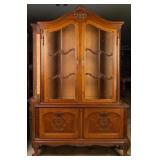 FRENCH CHIPPENDALE STYLE CARVED OAK VITRINE CABINE