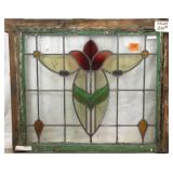 FRENCH ART NOUVEAU STAINED GLASS PANEL