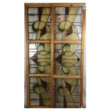 TWO MONUMENTAL FRENCH ART NOUVEAU STAINED GLASS PA