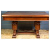 FRENCH MARQUETRY DRAW LEAF DINING TABLE