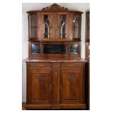 FRENCH ART NOUVEAU MARBLE TOP VITRINE BUFFET