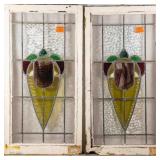 PAIR OF CONTINENTAL STAINED GLASS PANELS
