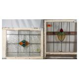 TWO ANTIQUE CONTINENTAL STAINED GLASS PANELS