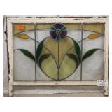 FRENCH ART NOUVEAU STAINED GLASS PANEL